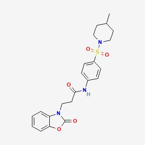 molecular formula C22H25N3O5S B4176558 N-{4-[(4-methyl-1-piperidinyl)sulfonyl]phenyl}-3-(2-oxo-1,3-benzoxazol-3(2H)-yl)propanamide 