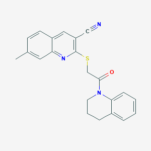 molecular formula C22H19N3OS B417656 2-[2-(3,4-Dihydro-2H-quinolin-1-yl)-2-oxo-ethylsulfanyl]-7-methyl-quinoline-3-carbonitrile 