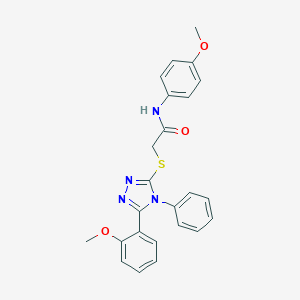 molecular formula C24H22N4O3S B417657 N-(4-methoxyphenyl)-2-{[5-(2-methoxyphenyl)-4-phenyl-4H-1,2,4-triazol-3-yl]sulfanyl}acetamide CAS No. 482652-87-9