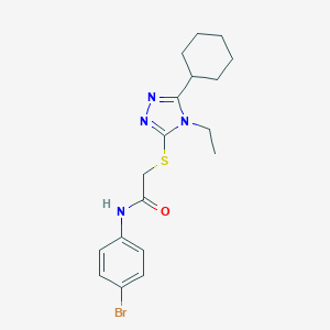 molecular formula C18H23BrN4OS B417658 N-(4-bromophenyl)-2-[(5-cyclohexyl-4-ethyl-4H-1,2,4-triazol-3-yl)sulfanyl]acetamide 