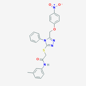 molecular formula C24H21N5O4S B417661 2-{[5-({4-nitrophenoxy}methyl)-4-phenyl-4H-1,2,4-triazol-3-yl]sulfanyl}-N-(3-methylphenyl)acetamide 