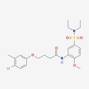 molecular formula C22H29ClN2O5S B4176612 4-(4-chloro-3-methylphenoxy)-N-{5-[(diethylamino)sulfonyl]-2-methoxyphenyl}butanamide 