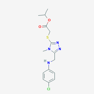 molecular formula C15H19ClN4O2S B417665 1-methylethyl [(5-{[(4-chlorophenyl)amino]methyl}-4-methyl-4H-1,2,4-triazol-3-yl)sulfanyl]acetate 