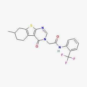 molecular formula C20H18F3N3O2S B4176656 2-(7-methyl-4-oxo-5,6,7,8-tetrahydro[1]benzothieno[2,3-d]pyrimidin-3(4H)-yl)-N-[2-(trifluoromethyl)phenyl]acetamide 