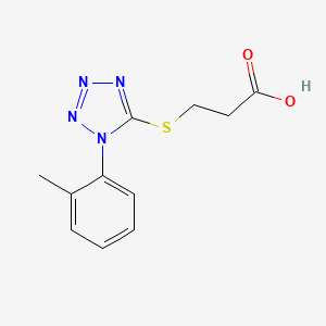 molecular formula C11H12N4O2S B4176659 3-{[1-(2-methylphenyl)-1H-tetrazol-5-yl]thio}propanoic acid 