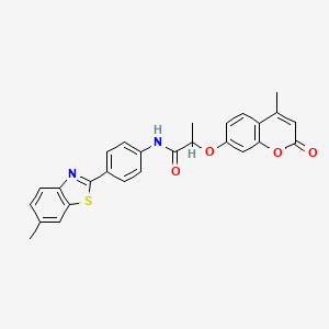 molecular formula C27H22N2O4S B4176692 N-[4-(6-methyl-1,3-benzothiazol-2-yl)phenyl]-2-[(4-methyl-2-oxo-2H-chromen-7-yl)oxy]propanamide 