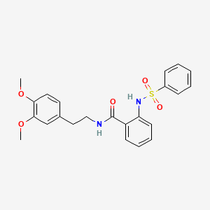 molecular formula C23H24N2O5S B4176699 N-[2-(3,4-dimethoxyphenyl)ethyl]-2-[(phenylsulfonyl)amino]benzamide 
