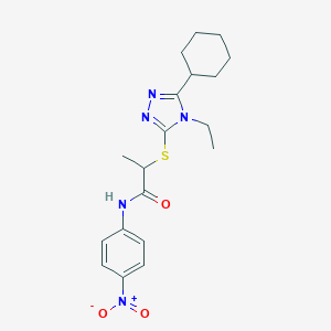 2-[(5-cyclohexyl-4-ethyl-4H-1,2,4-triazol-3-yl)sulfanyl]-N-{4-nitrophenyl}propanamide