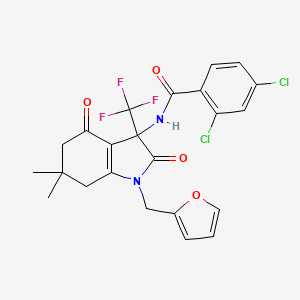 molecular formula C23H19Cl2F3N2O4 B4176715 2,4-dichloro-N-[1-(2-furylmethyl)-6,6-dimethyl-2,4-dioxo-3-(trifluoromethyl)-2,3,4,5,6,7-hexahydro-1H-indol-3-yl]benzamide 