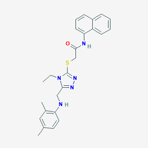 molecular formula C25H27N5OS B417672 2-({5-[(2,4-dimethylanilino)methyl]-4-ethyl-4H-1,2,4-triazol-3-yl}sulfanyl)-N-(1-naphthyl)acetamide 