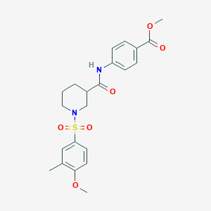 molecular formula C22H26N2O6S B4176732 methyl 4-[({1-[(4-methoxy-3-methylphenyl)sulfonyl]-3-piperidinyl}carbonyl)amino]benzoate 