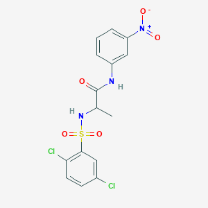 molecular formula C15H13Cl2N3O5S B4176746 N~2~-[(2,5-dichlorophenyl)sulfonyl]-N~1~-(3-nitrophenyl)alaninamide 