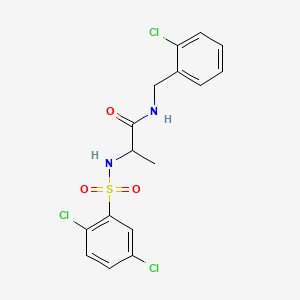 molecular formula C16H15Cl3N2O3S B4176781 N~1~-(2-chlorobenzyl)-N~2~-[(2,5-dichlorophenyl)sulfonyl]alaninamide 