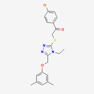 molecular formula C21H22BrN3O2S B4176789 1-(4-bromophenyl)-2-({5-[(3,5-dimethylphenoxy)methyl]-4-ethyl-4H-1,2,4-triazol-3-yl}thio)ethanone 