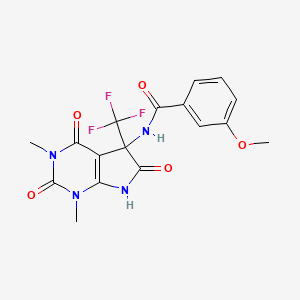 molecular formula C17H15F3N4O5 B4176795 N-[1,3-dimethyl-2,4,6-trioxo-5-(trifluoromethyl)-2,3,4,5,6,7-hexahydro-1H-pyrrolo[2,3-d]pyrimidin-5-yl]-3-methoxybenzamide 