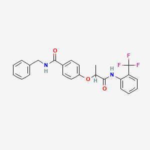 molecular formula C24H21F3N2O3 B4176809 N-benzyl-4-(1-methyl-2-oxo-2-{[2-(trifluoromethyl)phenyl]amino}ethoxy)benzamide 