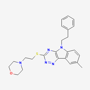 8-methyl-3-{[2-(4-morpholinyl)ethyl]thio}-5-(2-phenylethyl)-5H-[1,2,4]triazino[5,6-b]indole