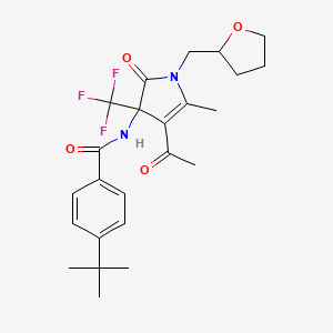 molecular formula C24H29F3N2O4 B4176822 N-[4-acetyl-5-methyl-2-oxo-1-(tetrahydro-2-furanylmethyl)-3-(trifluoromethyl)-2,3-dihydro-1H-pyrrol-3-yl]-4-tert-butylbenzamide 