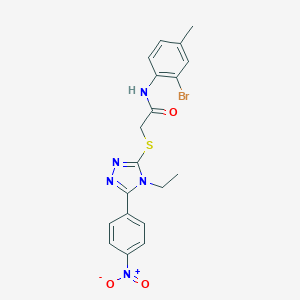 molecular formula C19H18BrN5O3S B417687 N-(2-bromo-4-methylphenyl)-2-[(4-ethyl-5-{4-nitrophenyl}-4H-1,2,4-triazol-3-yl)sulfanyl]acetamide 