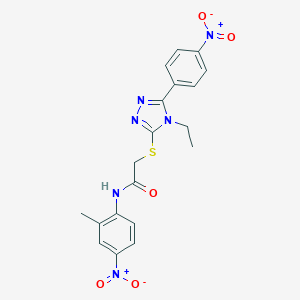 2-[(4-ethyl-5-{4-nitrophenyl}-4H-1,2,4-triazol-3-yl)sulfanyl]-N-{4-nitro-2-methylphenyl}acetamide