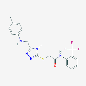 molecular formula C20H20F3N5OS B417690 2-[[4-methyl-5-[(4-methylanilino)methyl]-1,2,4-triazol-3-yl]sulfanyl]-N-[2-(trifluoromethyl)phenyl]acetamide 