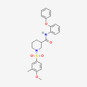 molecular formula C26H28N2O5S B4176907 1-[(4-methoxy-3-methylphenyl)sulfonyl]-N-(2-phenoxyphenyl)-3-piperidinecarboxamide 
