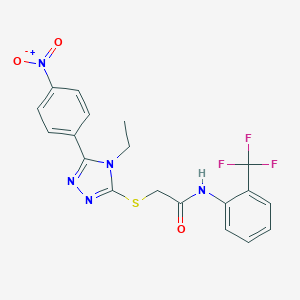 2-[(4-ethyl-5-{4-nitrophenyl}-4H-1,2,4-triazol-3-yl)sulfanyl]-N-[2-(trifluoromethyl)phenyl]acetamide