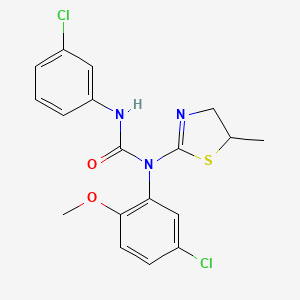 molecular formula C18H17Cl2N3O2S B4176915 N-(5-chloro-2-methoxyphenyl)-N'-(3-chlorophenyl)-N-(5-methyl-4,5-dihydro-1,3-thiazol-2-yl)urea 