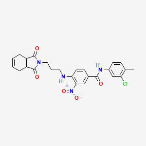 N-(3-chloro-4-methylphenyl)-4-{[3-(1,3-dioxo-1,3,3a,4,7,7a-hexahydro-2H-isoindol-2-yl)propyl]amino}-3-nitrobenzamide