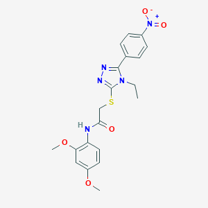 molecular formula C20H21N5O5S B417696 N-(2,4-dimethoxyphenyl)-2-[(4-ethyl-5-{4-nitrophenyl}-4H-1,2,4-triazol-3-yl)sulfanyl]acetamide 