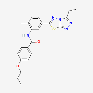 molecular formula C22H23N5O2S B4176998 N-[5-(3-ethyl[1,2,4]triazolo[3,4-b][1,3,4]thiadiazol-6-yl)-2-methylphenyl]-4-propoxybenzamide 