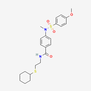 molecular formula C23H30N2O4S2 B4177016 N-[2-(cyclohexylthio)ethyl]-4-[[(4-methoxyphenyl)sulfonyl](methyl)amino]benzamide 