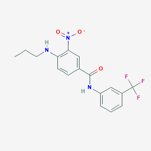 molecular formula C17H16F3N3O3 B4177062 3-nitro-4-(propylamino)-N-[3-(trifluoromethyl)phenyl]benzamide 