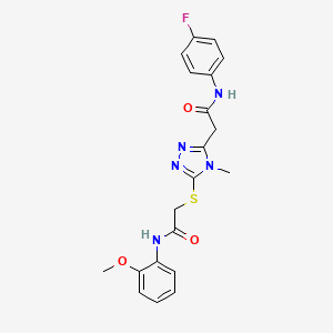 molecular formula C20H20FN5O3S B4177065 2-[(5-{2-[(4-fluorophenyl)amino]-2-oxoethyl}-4-methyl-4H-1,2,4-triazol-3-yl)thio]-N-(2-methoxyphenyl)acetamide 