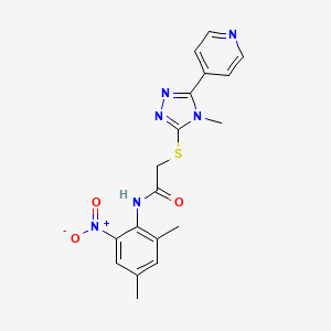 molecular formula C18H18N6O3S B4177080 N-(2,4-dimethyl-6-nitrophenyl)-2-{[4-methyl-5-(4-pyridinyl)-4H-1,2,4-triazol-3-yl]thio}acetamide 