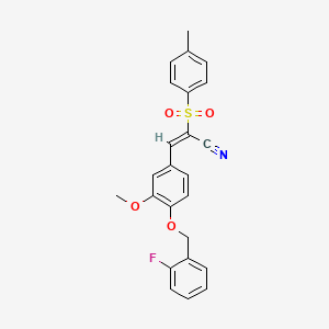 molecular formula C24H20FNO4S B4177089 3-{4-[(2-fluorobenzyl)oxy]-3-methoxyphenyl}-2-[(4-methylphenyl)sulfonyl]acrylonitrile 