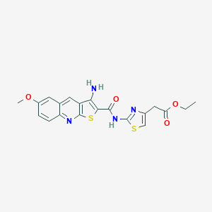molecular formula C20H18N4O4S2 B417709 Ethyl (2-{[(3-amino-6-methoxythieno[2,3-b]quinolin-2-yl)carbonyl]amino}-1,3-thiazol-4-yl)acetate 