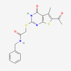 molecular formula C18H17N3O3S2 B4177122 2-[(6-acetyl-4-hydroxy-5-methylthieno[2,3-d]pyrimidin-2-yl)thio]-N-benzylacetamide 
