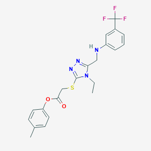 molecular formula C21H21F3N4O2S B417714 4-methylphenyl {[4-ethyl-5-({[3-(trifluoromethyl)phenyl]amino}methyl)-4H-1,2,4-triazol-3-yl]sulfanyl}acetate 