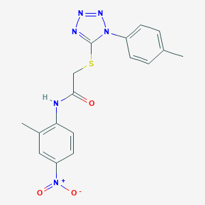 molecular formula C17H16N6O3S B417716 N-{4-nitro-2-methylphenyl}-2-{[1-(4-methylphenyl)-1H-tetraazol-5-yl]sulfanyl}acetamide 