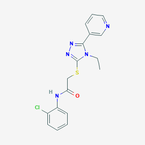 molecular formula C17H16ClN5OS B417717 N-(2-chlorophenyl)-2-[(4-ethyl-5-pyridin-3-yl-4H-1,2,4-triazol-3-yl)sulfanyl]acetamide 
