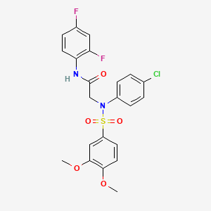 molecular formula C22H19ClF2N2O5S B4177172 N~2~-(4-chlorophenyl)-N~1~-(2,4-difluorophenyl)-N~2~-[(3,4-dimethoxyphenyl)sulfonyl]glycinamide 