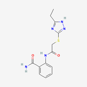 molecular formula C13H15N5O2S B4177179 2-({[(5-ethyl-4H-1,2,4-triazol-3-yl)thio]acetyl}amino)benzamide 