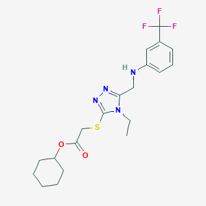 molecular formula C20H25F3N4O2S B417719 Cyclohexyl 2-[[4-ethyl-5-[[3-(trifluoromethyl)anilino]methyl]-1,2,4-triazol-3-yl]sulfanyl]acetate 