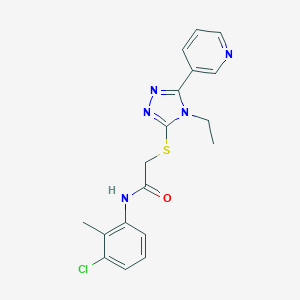molecular formula C18H18ClN5OS B417721 N-(3-chloro-2-methylphenyl)-2-{[4-ethyl-5-(pyridin-3-yl)-4H-1,2,4-triazol-3-yl]sulfanyl}acetamide CAS No. 333331-41-2