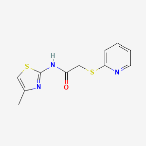 molecular formula C11H11N3OS2 B4177226 N-(4-methyl-1,3-thiazol-2-yl)-2-(2-pyridinylthio)acetamide 