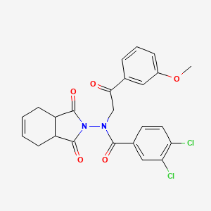 molecular formula C24H20Cl2N2O5 B4177242 3,4-dichloro-N-(1,3-dioxo-1,3,3a,4,7,7a-hexahydro-2H-isoindol-2-yl)-N-[2-(3-methoxyphenyl)-2-oxoethyl]benzamide 