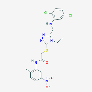 2-({5-[(2,5-dichloroanilino)methyl]-4-ethyl-4H-1,2,4-triazol-3-yl}sulfanyl)-N-{5-nitro-2-methylphenyl}acetamide