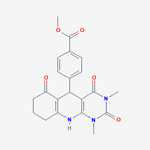 molecular formula C21H21N3O5 B4177268 methyl 4-(1,3-dimethyl-2,4,6-trioxo-1,2,3,4,5,6,7,8,9,10-decahydropyrimido[4,5-b]quinolin-5-yl)benzoate 
