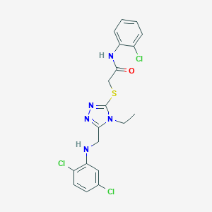 molecular formula C19H18Cl3N5OS B417729 N-(2-chlorophenyl)-2-[(5-{[(2,5-dichlorophenyl)amino]methyl}-4-ethyl-4H-1,2,4-triazol-3-yl)sulfanyl]acetamide 